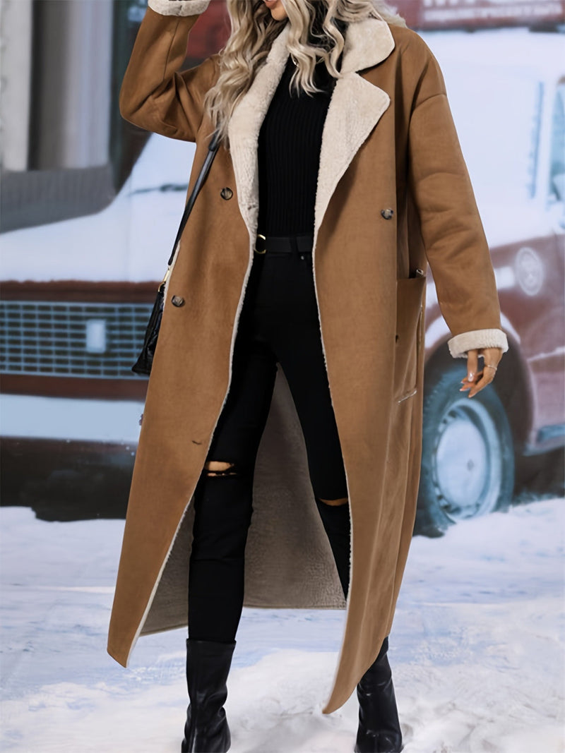 Plus Size Drop Shoulder Sherpa Longline Coat Trandify deal