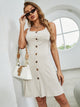 Button Up Square Neck Wide Strap Dress Trandify deal
