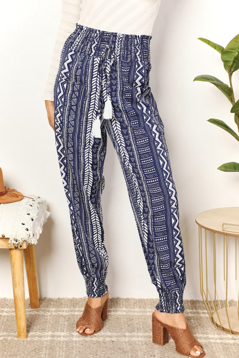 Geometric Print Tassel High-Rise Pants Trandify deal