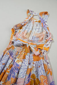 Tied Printed Grecian Sleeveless Maxi Dress Trandify Deal