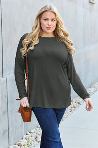 Basic Bae Full Size Round Neck Dropped Shoulder T-Shirt Trandify Deal