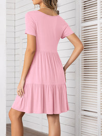 Round Neck Short Sleeve Mini Tee Dress Trandify deal