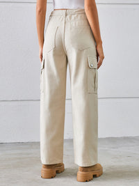Drawstring Mid-Rise Waist Straight Cargo Jeans Trandify deal
