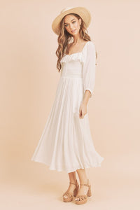 Aemi + Co Women’s Ruffled Smocked Square Neck Balloon Sleeve Dress in [white] – Trendy Summer Dress for USA Women | TrandifyDeal