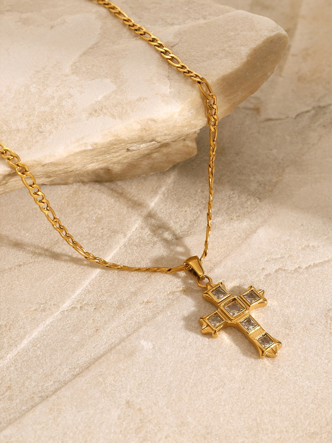 Stainless Steel Zircon Cross Pendant Necklace Trandify Deal