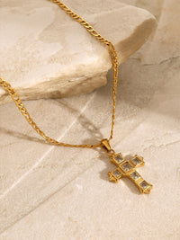 Stainless Steel Zircon Cross Pendant Necklace Trandify Deal