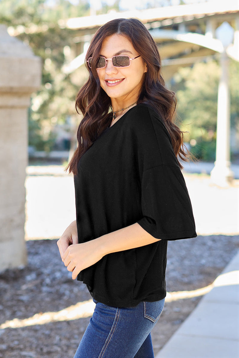 Basic Bae Full Size Round Neck Drop Shoulder T-Shirt Trandify Deal
