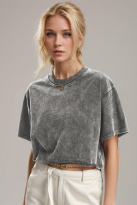 Basic Bae Round Neck Dropped Shoulder Short Sleeve T-Shirt Trandify Deal
