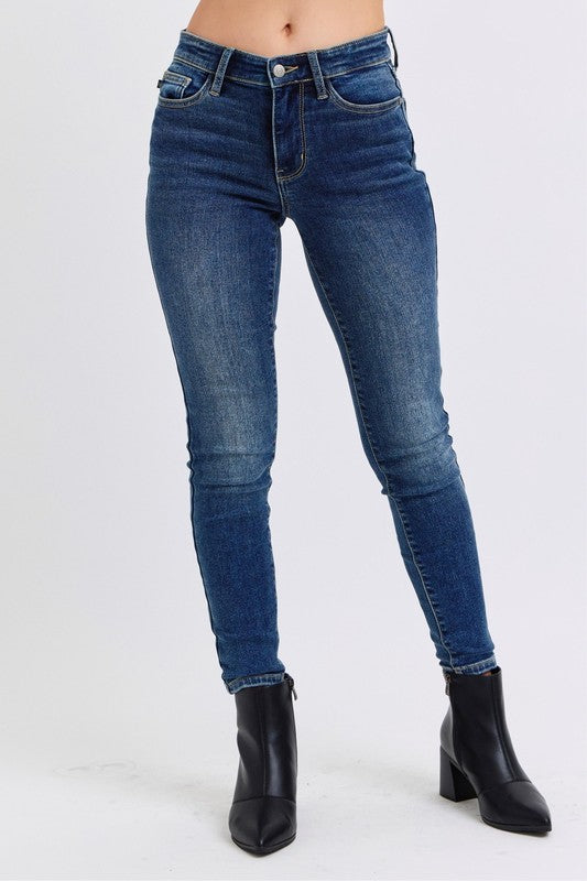 Judy Blue Full Size Run Mid-Rise Waist Skinny Jeans with Thermal Lining Trandify Deal