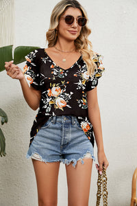 V-Neck Short Sleeve Blouse Trandify deal