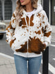 Fuzzy Drawstring Zip Up Hooded Jacket Trandify Deal