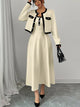Contrast Trim Maxi Dress and Cardigan Set