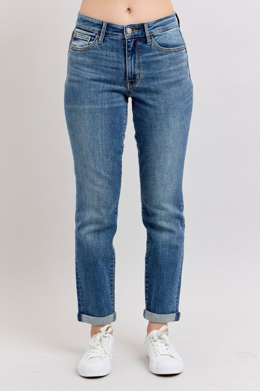 Plus Size Mid Rise Skinny Cuff Jeans
