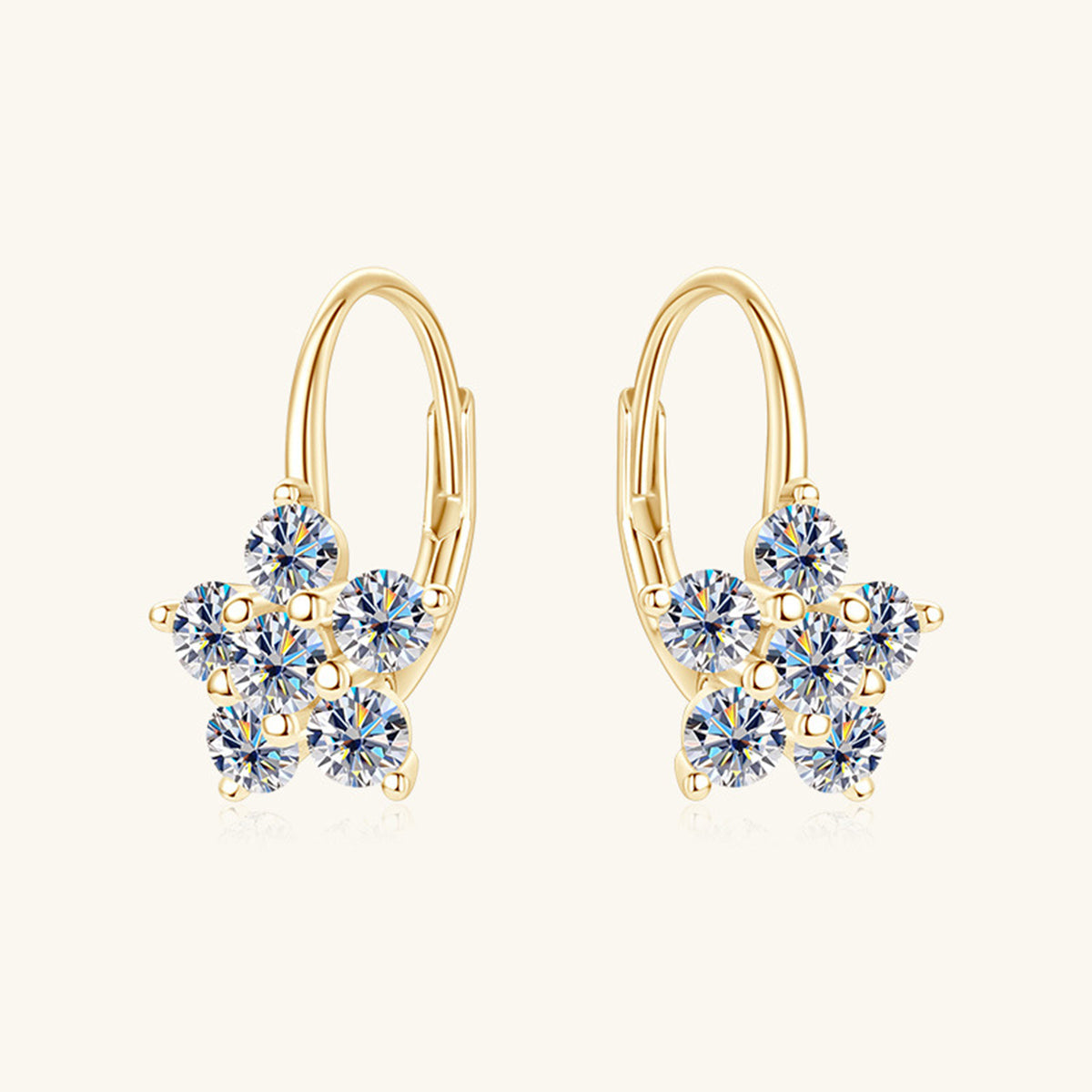 1.2 Carat 925 Sterling Silver Moissanite Flower Huggie Earrings Trandify Deal