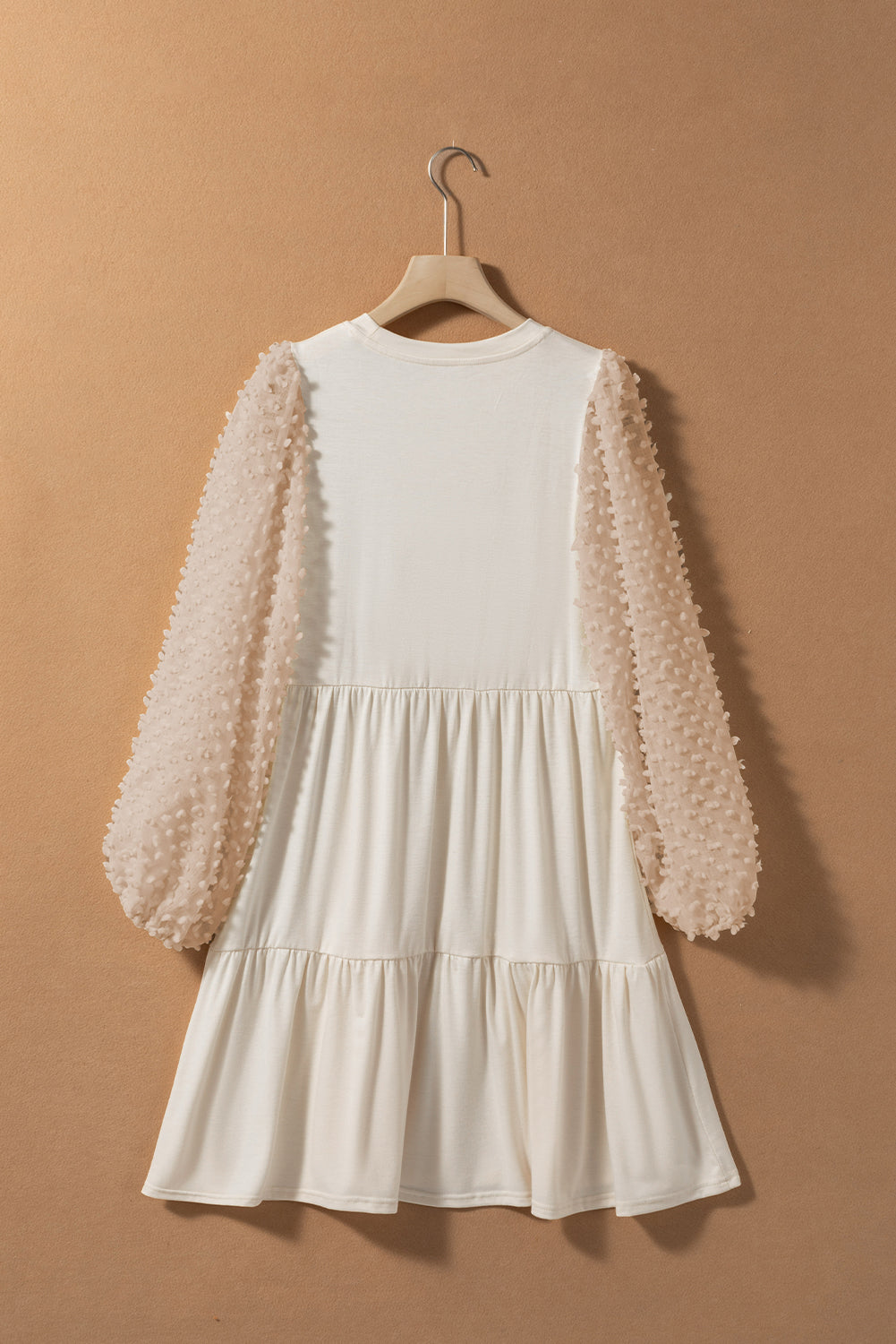 Tiered Round Neck Balloon Sleeve Mini Dress Trandify deal