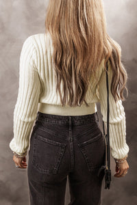 Cable-Knit Round Neck Long Sleeve Sweater Trandify Deal