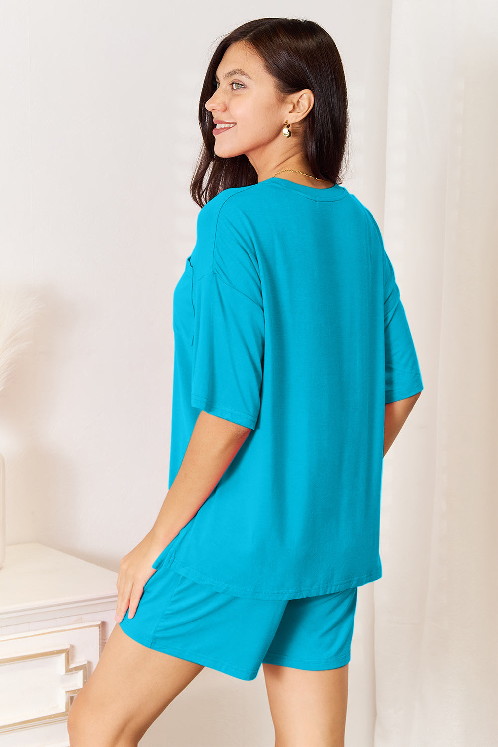 Basic Bae Full Size Soft Rayon Half Sleeve Top and Shorts Set Trandify Deal