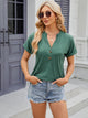 Decorative Button Notched Short Sleeve T-Shirt Trandify deal