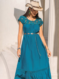 Round Neck Short Sleeve Maxi Dress Trandify Deal