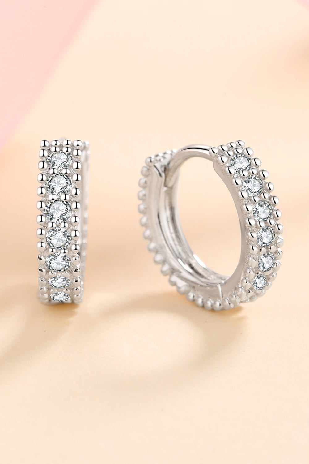 925 Sterling Silver Inlaid Moissanite Huggie Earrings Trandify deal