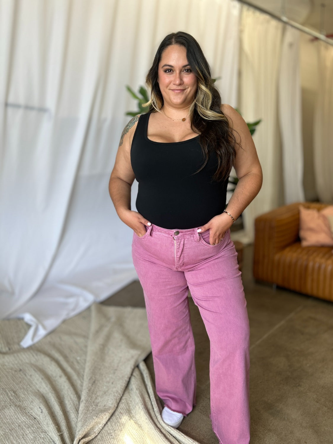 RFM Full Size High Rise Garment Dye Wide Leg  Jeans Trandify Deal