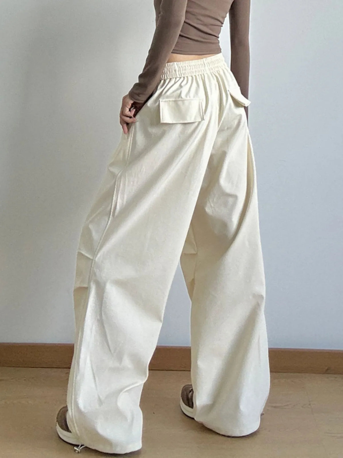 Women’s oversized wide leg drawstring pants in pink – boho chic high-waisted lounge pants