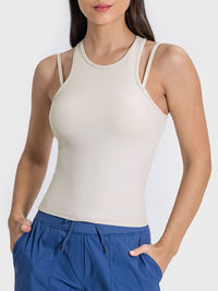 Millennia Cutout Round Neck Racerback Active Tank Trandify deal