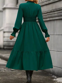Ruched Midi Dress Long Sleeve Tiered Bodycon - Regular & Plus Size