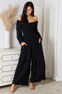 Double Take Square Neck Jumpsuit with Pockets Trandify deal