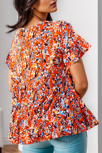 Plus Size Floral Round Neck Tiered Blouse Trandify deal
