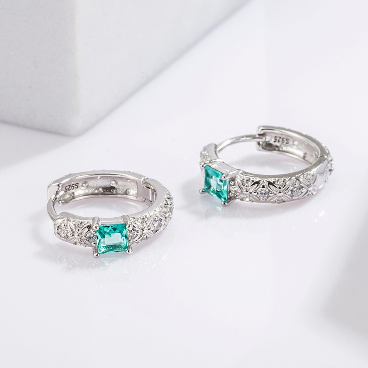 925 Sterling Silver Inlaid Zircon Earrings Trandify Deal