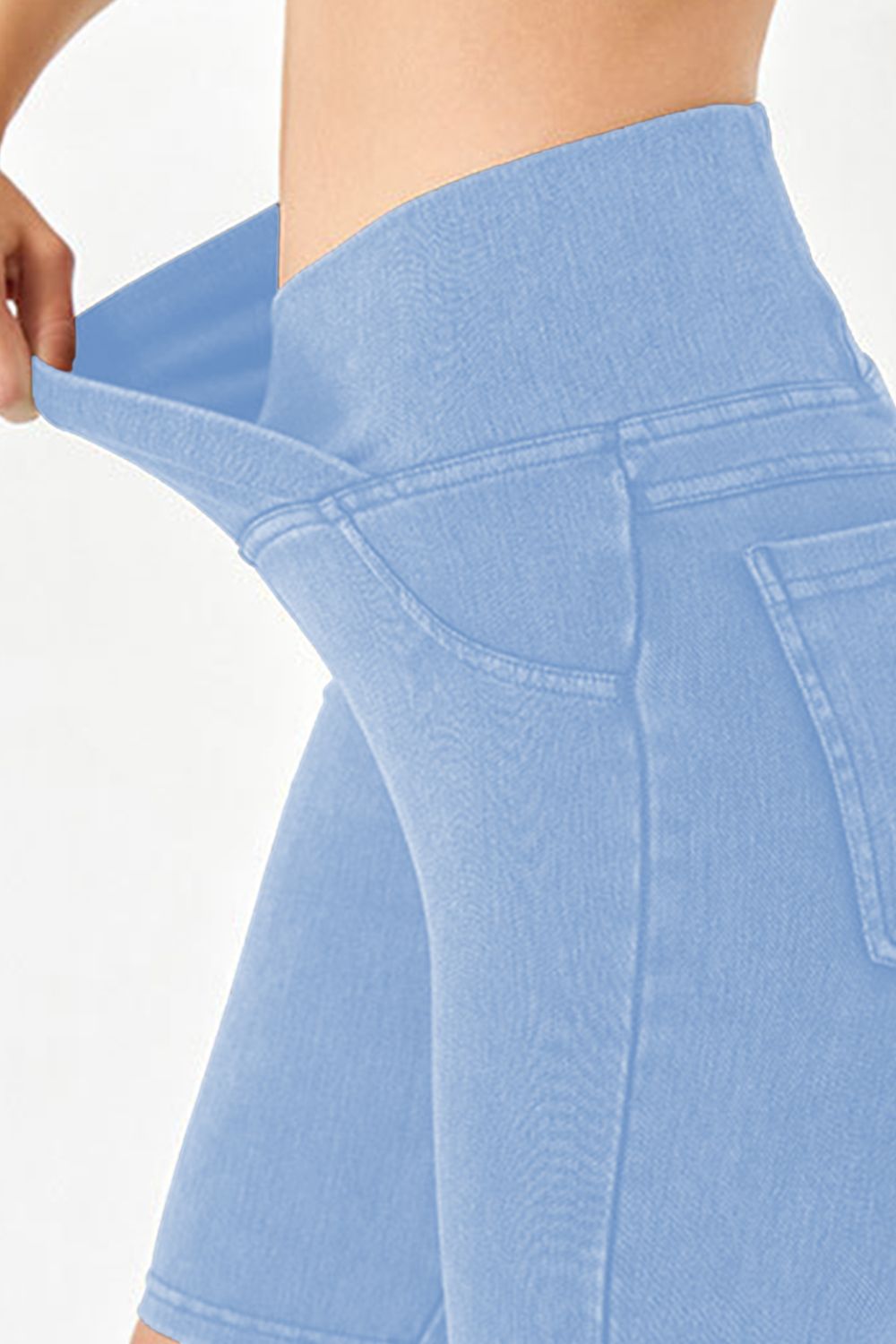 Basic Bae Asymmetrical Waist Denim Shorts with Pockets Trandify Deal
