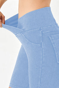 Basic Bae Asymmetrical Waist Denim Shorts with Pockets Trandify Deal