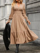 Ruched Midi Dress Long Sleeve Tiered Bodycon - Regular & Plus Size