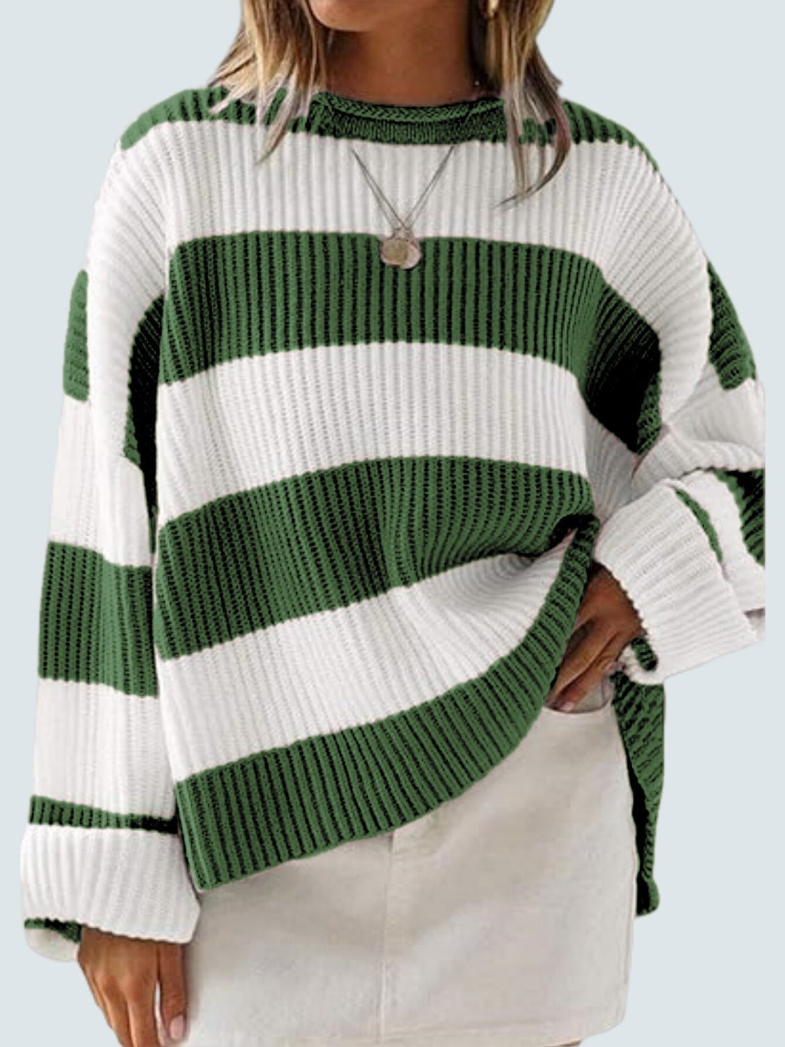 Round Neck Long Sleeve Sweater Trandify Deal