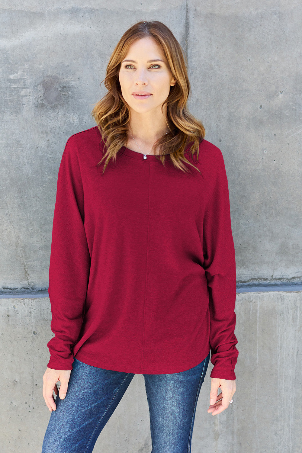 Double Take Full Size Round Neck Long Sleeve T-Shirt Trandify Deal