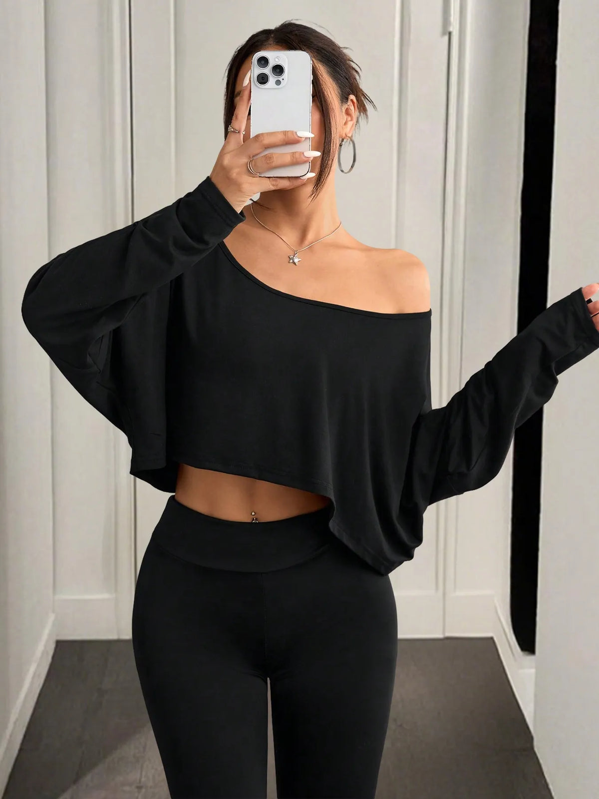 Women’s Stylish Boat Neck Long Sleeve Crop Top – USA Fashion Trend