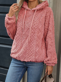 Drawstring Long Sleeve Plush Hoodie Trandify Deal