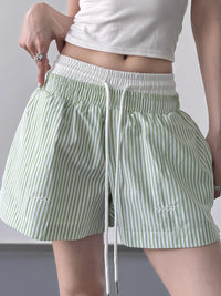 Women’s striped drawstring waist casual shorts for summer