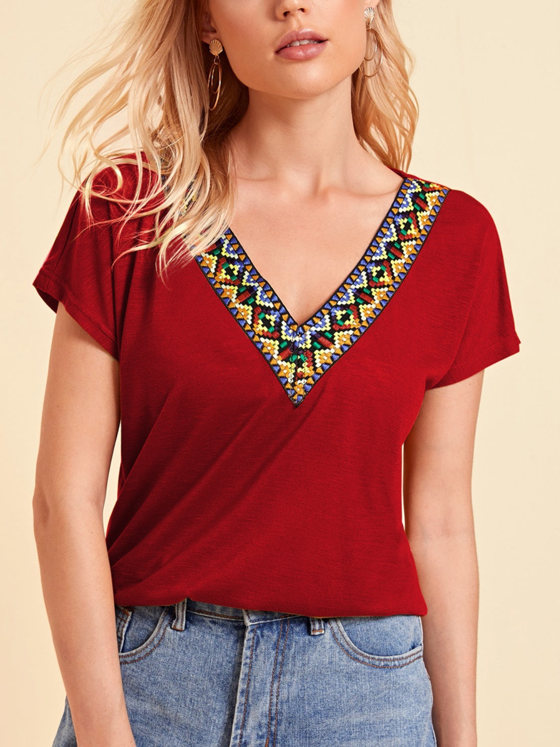 V-Neck Short Sleeve T-Shirt Trandify deal