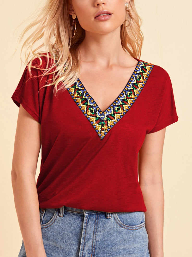 V-Neck Short Sleeve T-Shirt Trandify deal