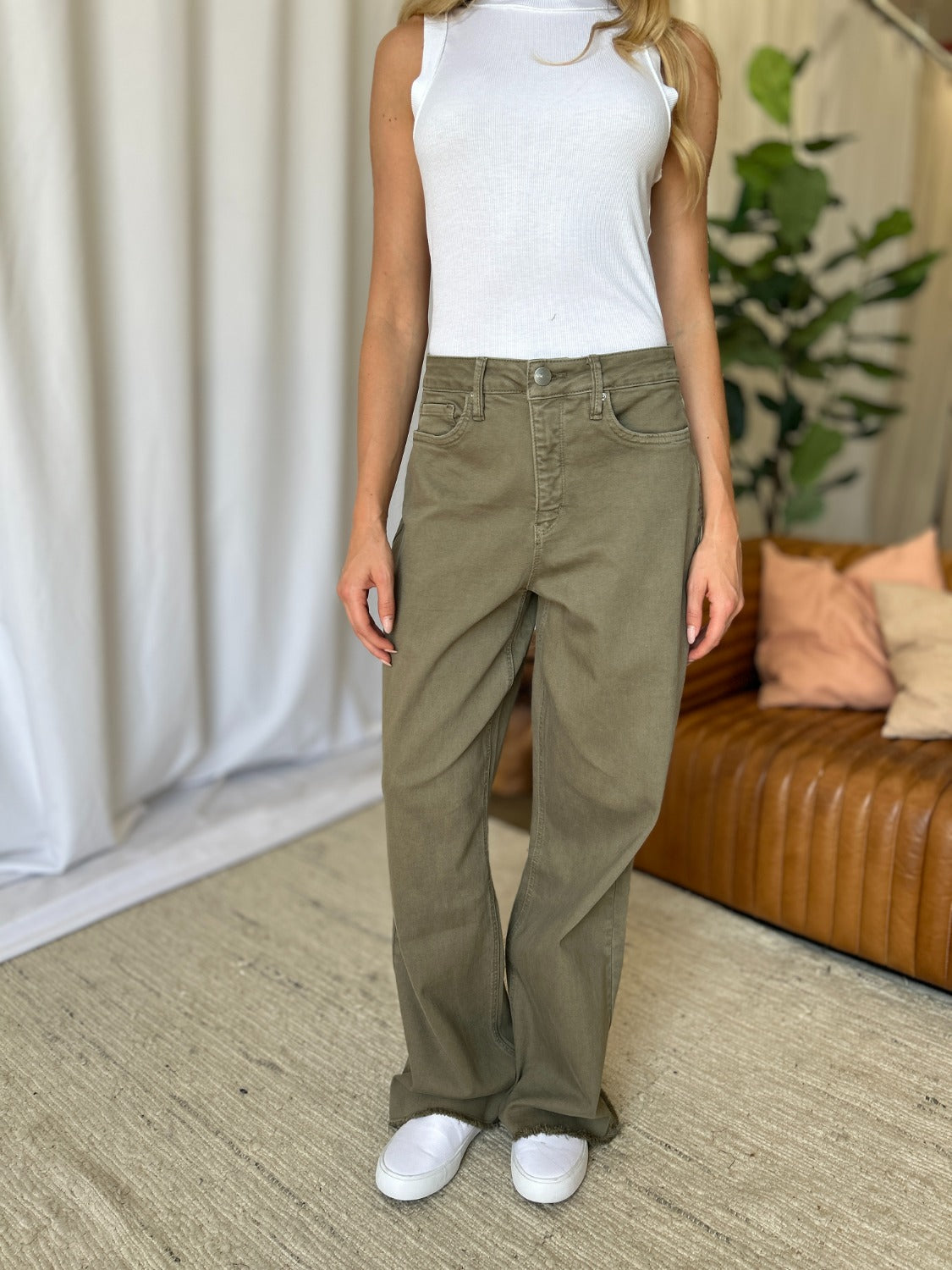 RFM Full Size High Rise Garment Dye Wide Leg  Jeans Trandify Deal
