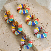 Titanium Steel Enamel Hoop Earrings Trandify deal