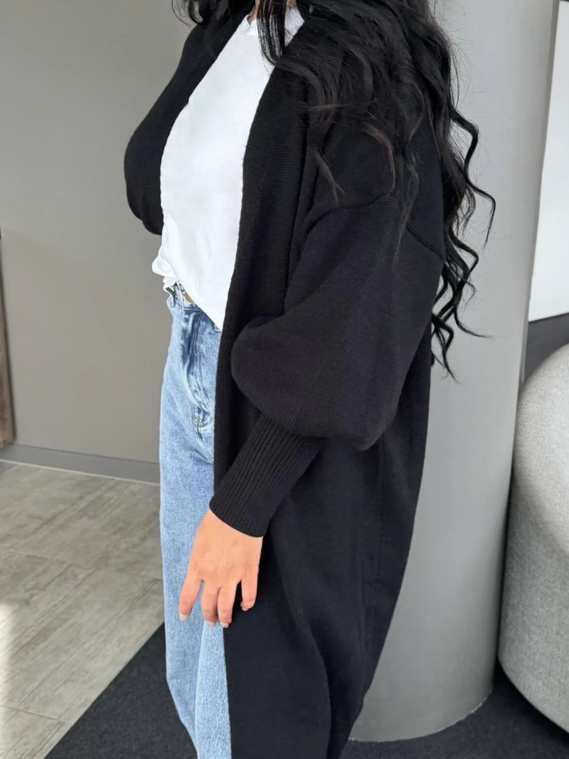 Perfee Open Front Dropped Shoulder Cardigan Trandify Deal