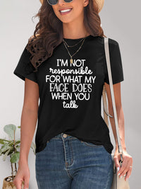 Letter Graphic Round Neck Short Sleeve T-Shirt Trandify deal
