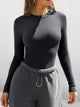 Ribbed Long Sleeve Crop Top - Soft Basic T-Shirt
