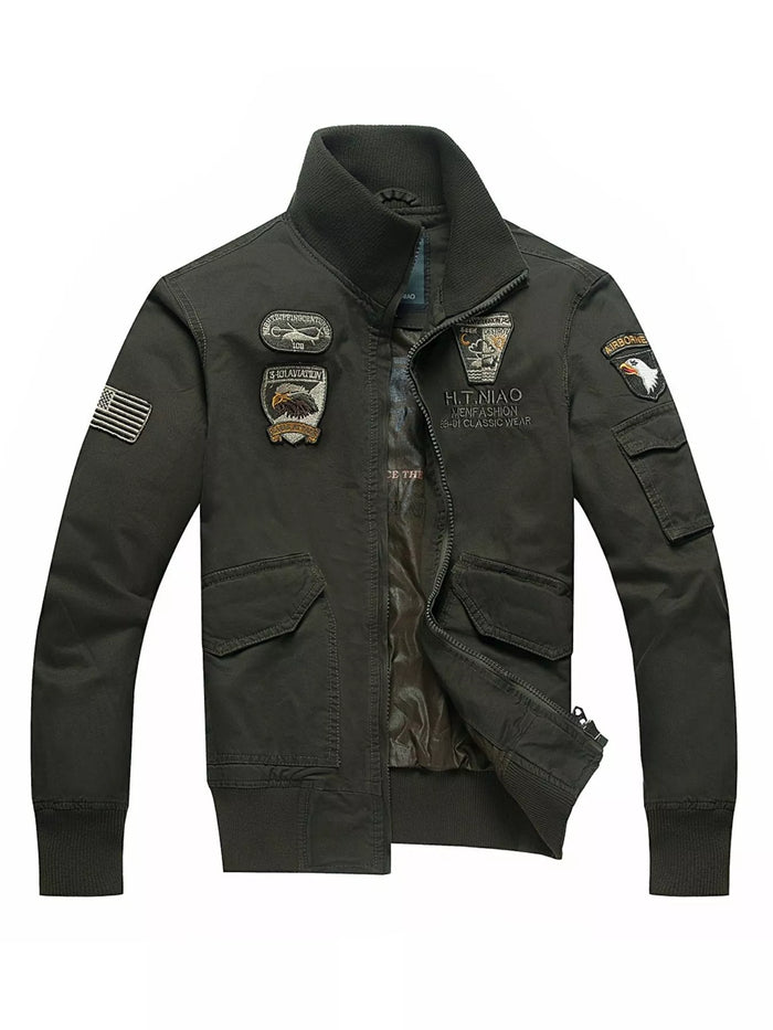 Men's Cotton Zip-Up Jacket - Plus Size Long Sleeve Casual