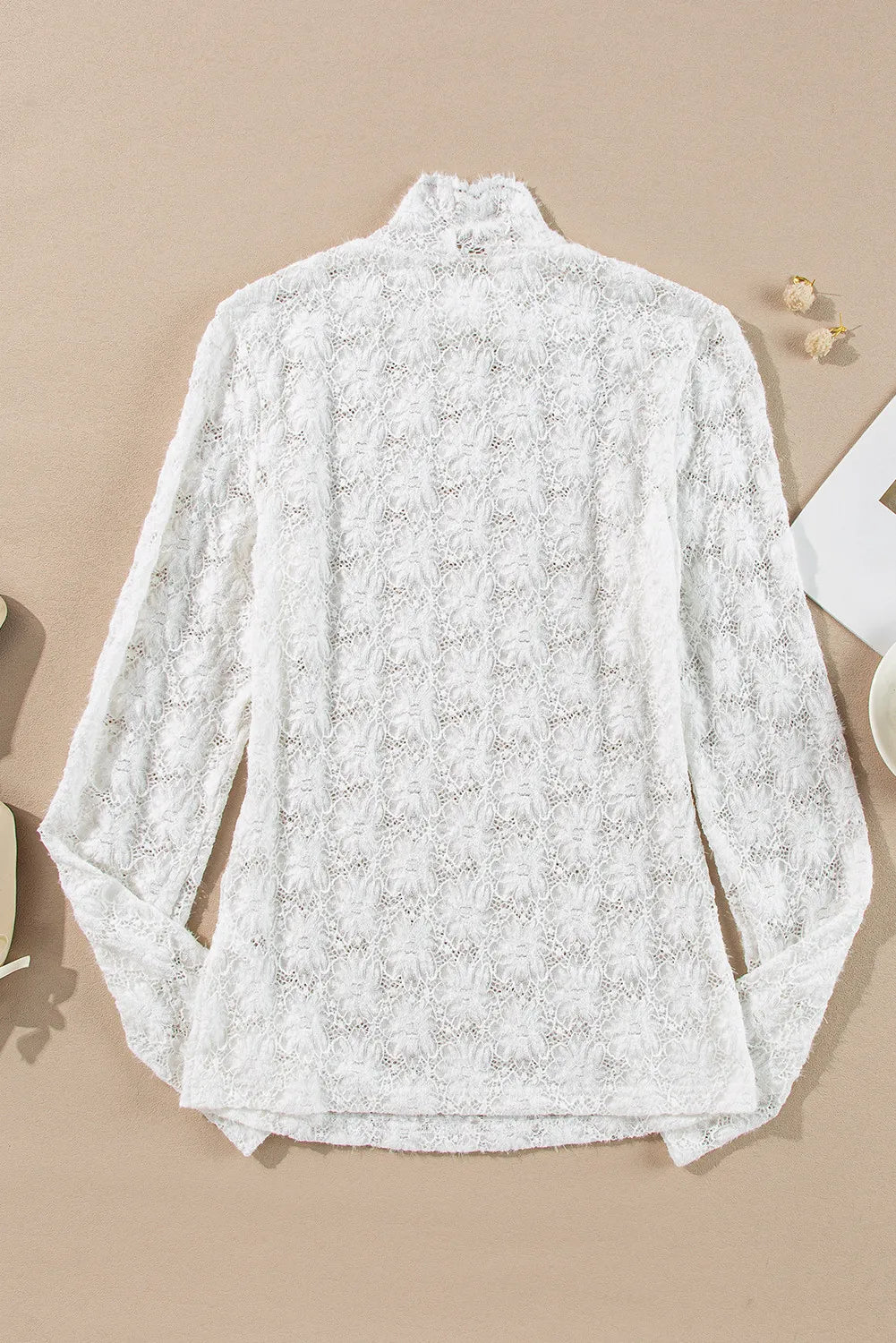 Lace Mock Neck Long Sleeve Top Trandify Deal