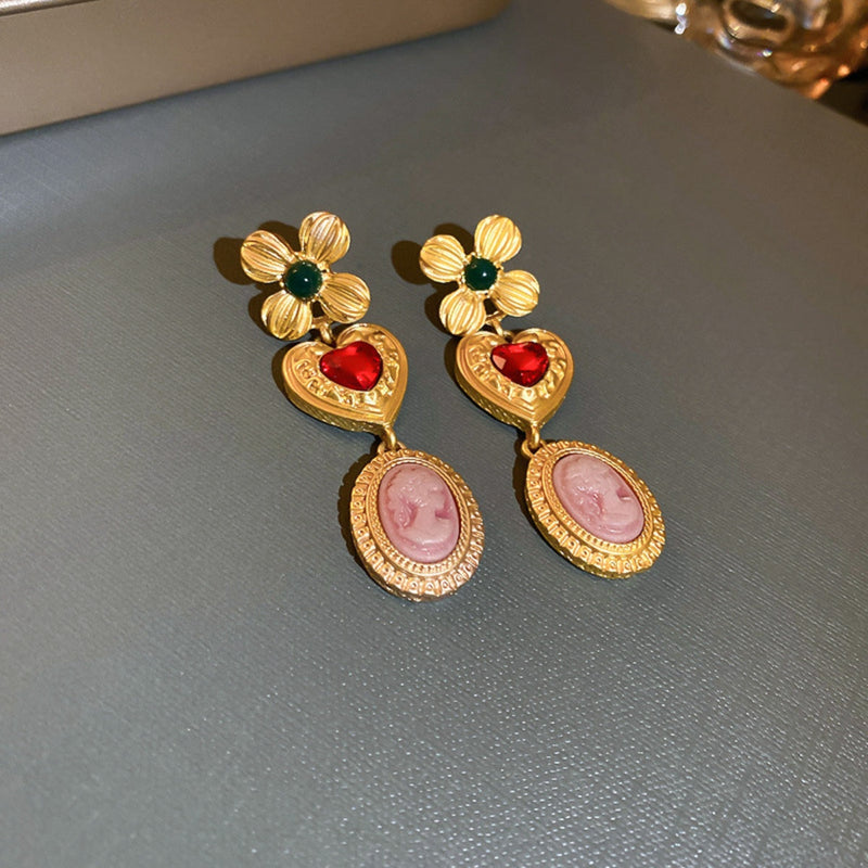 Copper Inlaid Rhinestone Vintage Earrings Trandify deal