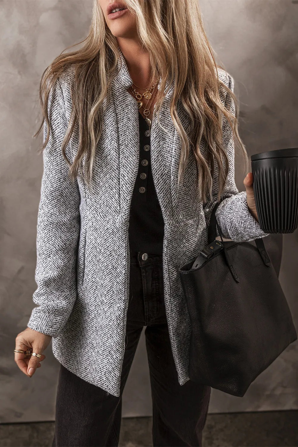 Open Front Long Sleeve Jacket Trandify Deal
